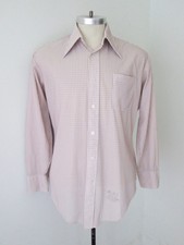 Vgc Vtg 70s Burgundy Check Sheer Mesh Poly Knit Disco Pimp Shirt Trim Fit L