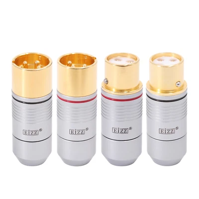 24K Gold Plated HIFI Audio Cable Plug Pure Copper XLR Connector Male Female - Image 1 of 4