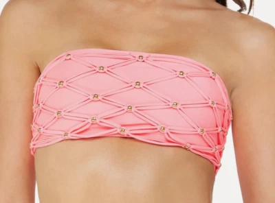 Top de bikini Pq Swim con cuentas Brynn Bandeau en rosa gelato talla M nuevo con etiquetas Foto 1 de 4
