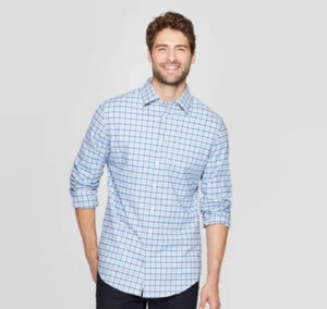Herren Kariertes Slim Fit Langarm Button-Down Hemd - Goodfellow & Co - Blau - XXL-S704 - Bild 1 von 3