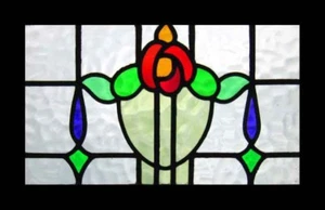 Pretty Mackintosh Rose Antique English Stained Glass Window - Picture 1 of 1