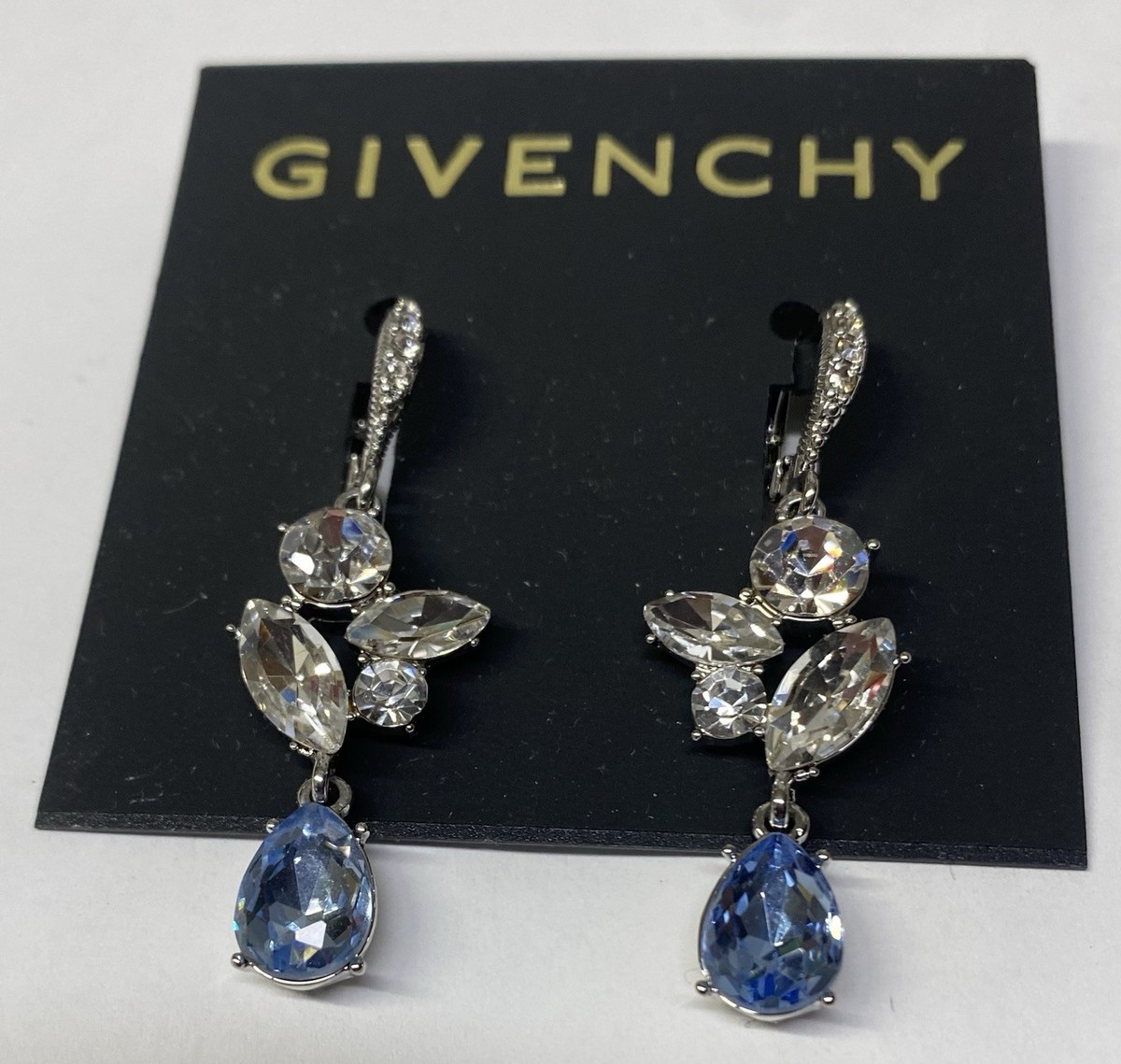 特価！GIVENCHY Silver-Tone Crystal Open Drop ピアス Givenchy Crystal Element Double Drop Earrings - JEWELRY