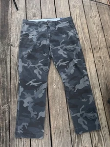 Pantalones Polo Ralph Lauren Para Hombre 35x30 Gris Camuflaje Chino Elastizados Calce Recto - Imagen 1 de 10