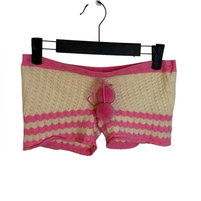 Free People Pink Striped Wool Blend Sweater Pom Pom Short Shorts Women's Small - Image 1 of 4
