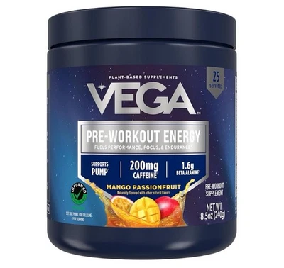 Energía Pre-Entrenamiento, Mango Passionfruit, 8.5 OZ - 25 Porciones Exp: 01-27+ Foto 1 de 4