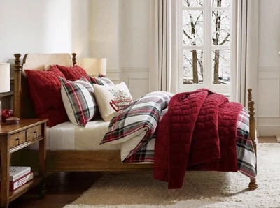 Funda nórdica Pottery Barn King Stewart tartán a cuadros de algodón y 2 fundas de almohada NUEVO Foto 1 de 4