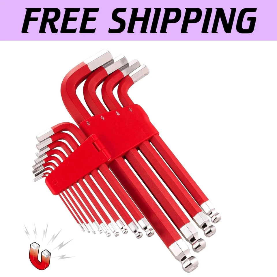 13-Piece SAE Jumbo Long Point Magnetic Hex Key Wrench Set - Durable Precision - Image 1 of 4