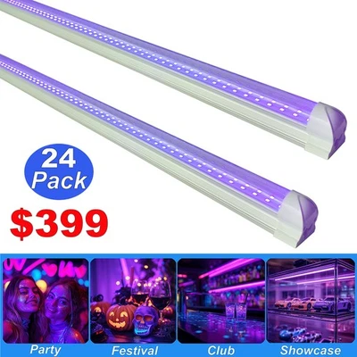 12/24Pack UV LED Blacklight Bar 40W , with US Plug and On/Off Switch for Parties - Image 1 of 4