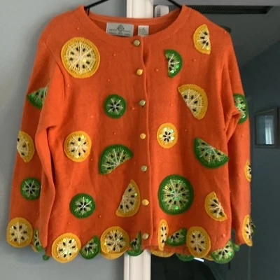 Vintage Philip & Jane Gordon Cardigan – Design Options Label  - Lemon & Limes, S - Image 1 of 4