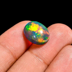 Schwarzer Opal Cabochon 4,00 kt Atemberaubendes Farbspiel! Perfekt für Schmuck - Bild 1 von 3