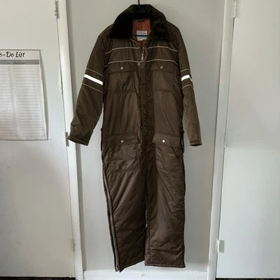 Sears Work Leisure Insulated Coveralls Snowsuit Mens 44 Brown Vintage 1970s - Image 1 of 4