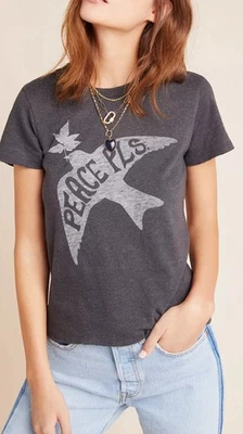 Одежда Anthropologie Junk Food Peace Please футболка размер маленький серый короткий рукав - Изображение 1 из 4