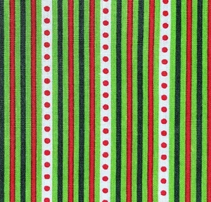 Christmas Red Green XMAS Stripe Polka Dots Cotton Fabric David Textiles 1.5 YARD - Picture 1 of 6