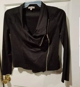 Gilli Suede Look, Silver Zipper Up Jacket Sz Sm - Picture 1 of 7