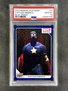2023 Upper Deck Marvel Platinum #13 Captain America Blue Traxx /499 PSA 10 Gem - Picture 1 of 2