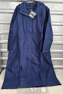 L.L .Bean H2OFF Lined Long Trench Coat Deep NAVY Rain Jacket Sz 2X *NEW* - Picture 1 of 13