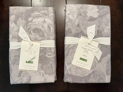 Pottery Barn Brigette Rosa Floral 2 Fundas Estándar Gris Rosa Nuevo Foto 1 de 4