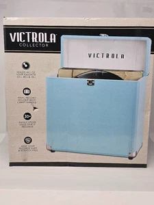 Victrola Vintage Vinyl Record Storage and Carrying Case Turquoise - Foto 1 di 2