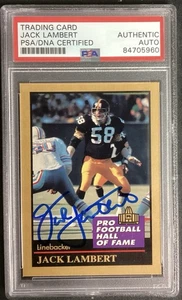 Jack Lambert Signed 1991 #79 Enor Football Card HOF Steelers Autograph PSA/DNA - Picture 1 of 2