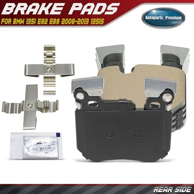 4x Rear Side Ceramic Brake Pads w/ Hardware for BMW 135i E82 E88 2008-2013 135is - Image 1 of 4