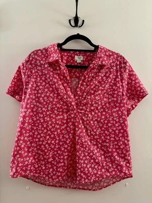 Top de manga corta floral rosa para mujer J.CREW, talla grande Foto 1 de 3