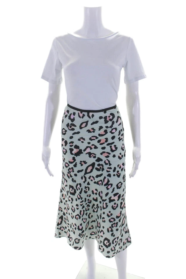 Falda azul de media pantorrilla con cremallera estampado animal sin forro de David Lerner para mujer talla S Foto 1 de 4