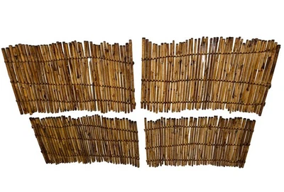 VTG Rattan Placemat Set Of 4 Hand Tied 18 X 12” Wall Hanging Bamboo Tan Roll Up - Image 1 of 4