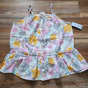 Cat & Jack Tank Top Girls XXL 18 Gauzy Peplum Floral NEW - Picture 1 of 4