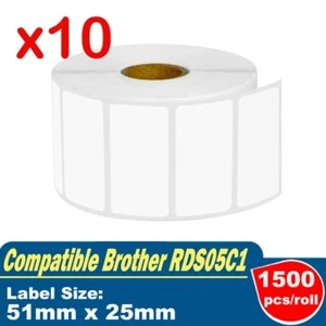 10x Rolls RD-S05C1 Die Cut Label Fit for Brother TD2120N TD4100N TD4420 TD4550 - Picture 1 of 1