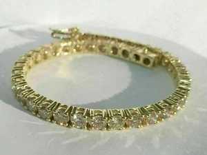 7 MM Vintage 14K Yellow Gold Over Ladies Diamond Tennis Bracelet 7.25" Inch - Picture 1 of 3