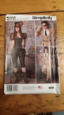 SIMPLICITY STEAMPUNK COSTUME PATTERN W0145 SIZE 14-22 UNCUT FREE SHIPPING   - Image 1 of 2