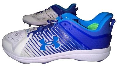 Botines de béisbol deportivos Under Armour para hombre talla 16 azul y blanco yarda baja MT TPU - Imagen 1 de 4