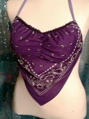 Purple Bandan Top and Matching Mask - Imagem 1 de 2