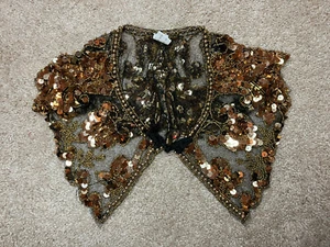 Vintage Bead Embellished Gold/Brown/Black Dazzled Collar  - Picture 1 of 6