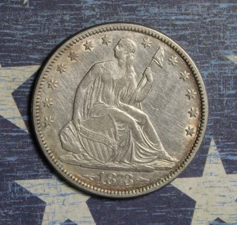 1873 SEATED LIBERTY SILVER HALF DOLLAR COLLECTOR COIN FREE SHIPPING Cover