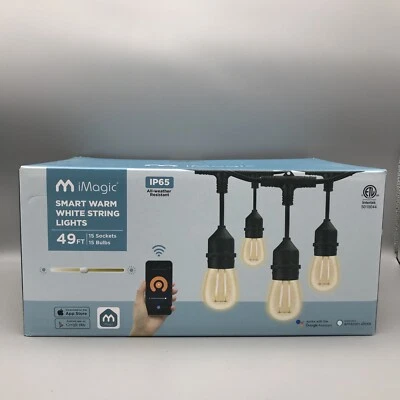 iMagic 49-FEET LED String Light Warm White Patio Light Smart String Light 2.4GHz - Image 1 of 4