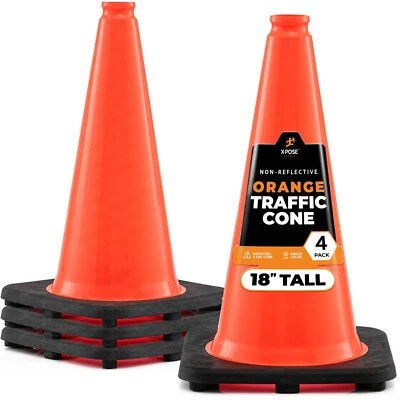 Orange Traffic Cones 18 Inch , Multipurpose PVC Plastic Safety Cone - Image 1 of 4
