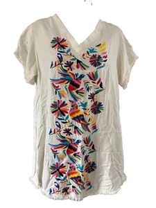 Judith March Womens White Style Boho Tropical Bird Embroidered Shift Dress Small - Picture 1 of 12