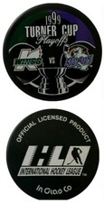 1999 TURNER CUP PLAYOFFS MICHIGAN K-WINGS VS ORLANDO SOLAR BEARS IHL GAME PUCK 