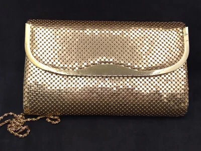Bolso de Mano Cadena Malla Dorada Años 70 80 De Colección por Warren Reed Cadena 10" X 5.75" y 19" LEER  Foto 1 de 4