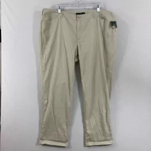 New Lauren Ralph Lauren size 20W Taupe Cotton Straight Leg Pants Classic - Picture 1 of 10