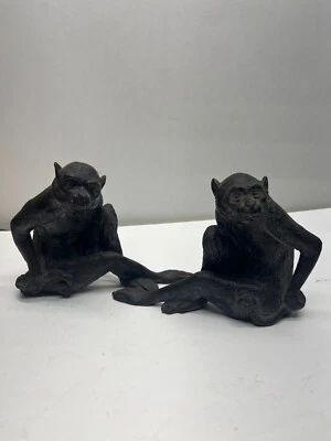 Figuras de estatua de mono Meiji japonés - no de metal Foto 1 de 2