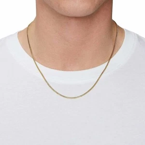 Collar hueco de cadena de eslabones cubanos de oro macizo de 18 quilates de 2 mm 16" 18" 20" 22" 24" 30" - Imagen 1 de 5