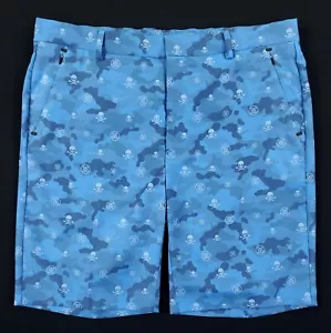 G/Fore Men's Size 35 Icon Camouflage Camo Skulls and T’s Golf Shorts Blue NWT - Picture 1 of 13