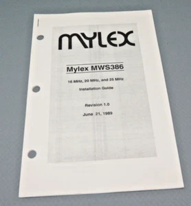 Guía de instalación Mylex MWS386 1989 vintage Rev. 1,0 16 MHz, 20 MHz y 25 Mhz - Imagen 1 de 4