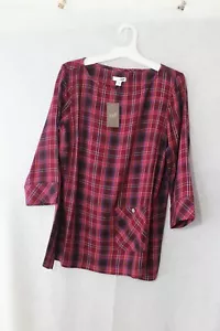 J. Jill - kariertes Damen Tunika Top - Farbe Pflaume - Petite -- Größe XS - Bild 1 von 6