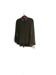 Blusa para mujer Cynthia Steffe verde bosque con botones con tachuelas doradas talla XS - Imagen 1 de 17