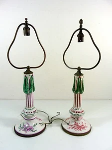 Paire de pieds de lampe porcelaine Sceaux XVIII° Louis XVI monture bronze signés - Picture 1 of 16