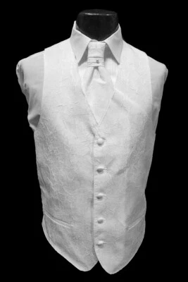 Men's Matisse White Tuxedo Vest & Tie with Matching Pocket Square - Image 1 of 3