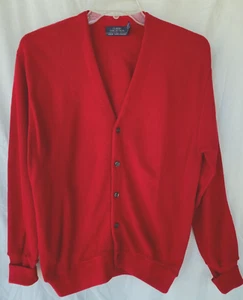 VTG 70s..VAN HEUSEN..USA..KURT COBAIN..CARDIGAN..RED..GRANDPA..SWEATER..MEN L - Picture 1 of 2